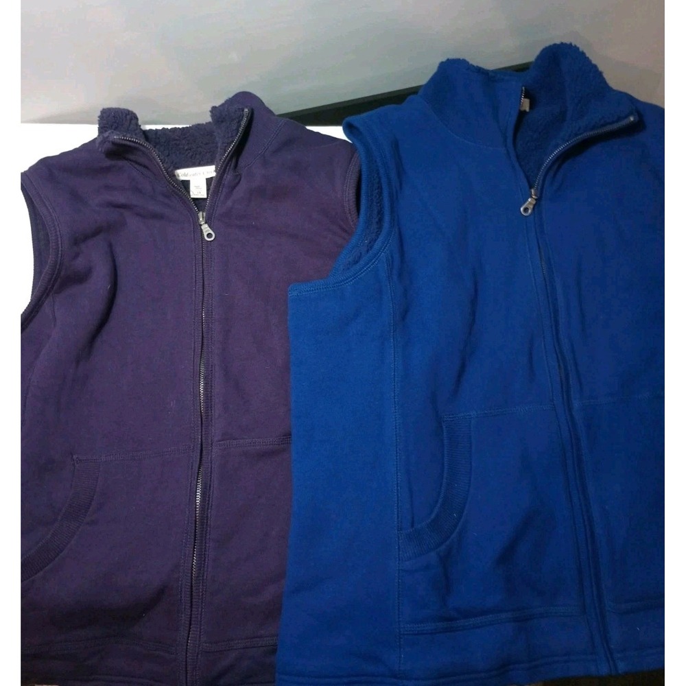 Lot 2 Coldwater Creek Womens Vests Size 1X Fleece Lined Full Zip Pockets Blue...